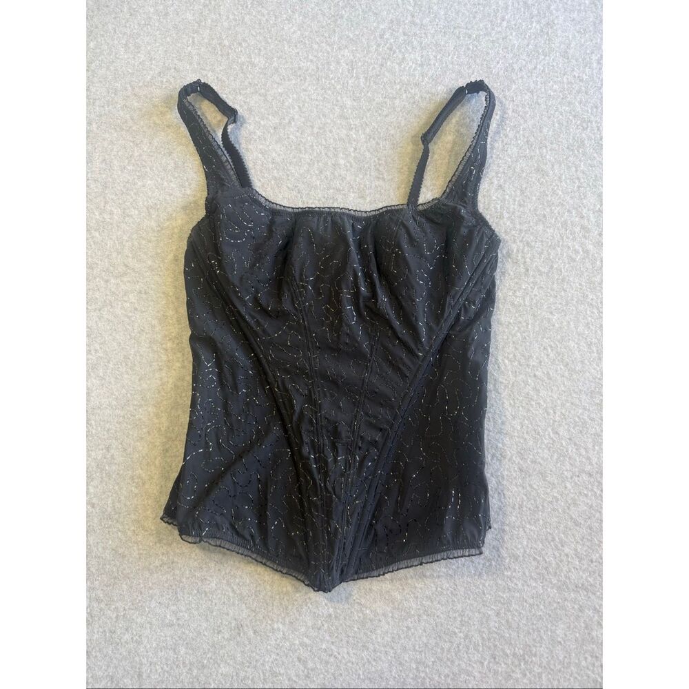 vintage Y2K Felina black emo sequin lace bustier 36B